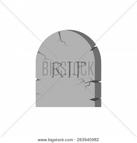 Tombstone Cartoon With The Inscription Rip, Icon. Design Element Isolated On Light Background. Eps.