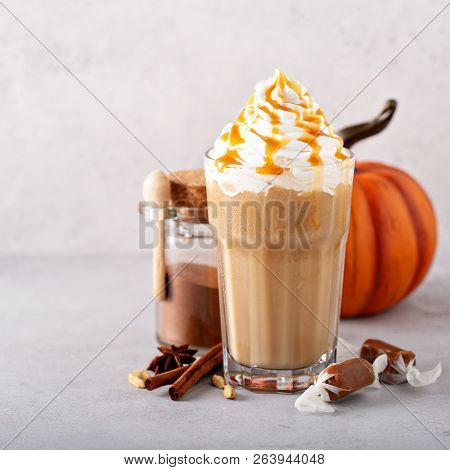 Pumpkin Spice Latte And Caramel Iced Coffee, Fall Seasonal Drinks