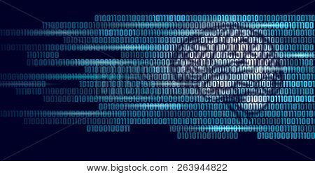 Active Human Brain Artificial Intelligence Next Level Man Menthal Abilities. Big Data Binary Numbers
