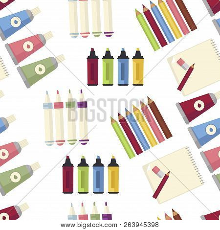Art Creation Special Equipment To Paint And Draw Seamless Pattern.