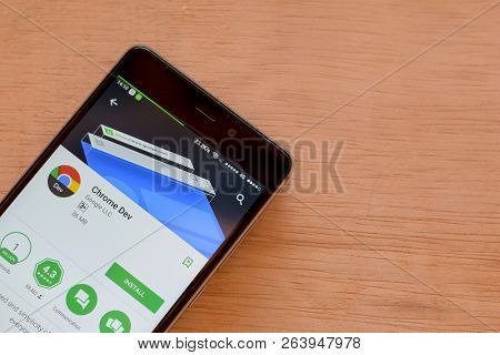 Bekasi, West Java, Indonesia. October 19, 2018 : Chrome Dev Dev App On Smartphone Screen. Chrome Dev