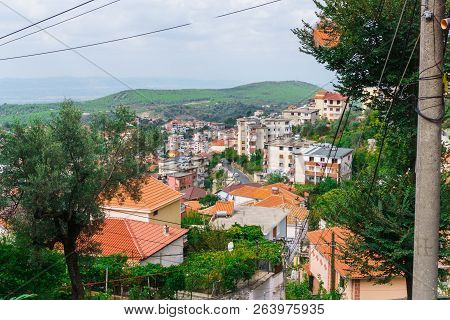Kruja, Albania -september 2018: View Of The City, The City Of The Birth Of The National Hero Scander