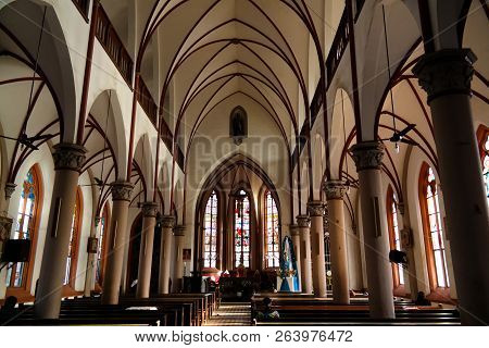 Interior View To The Sacred Heart Of Jesus Cathedral - 31 October 2015 Lome, Togo