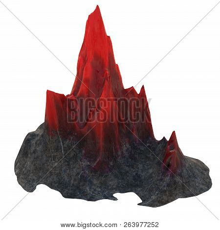 Ock With Red Crystal On White Isolated Background. 3d Illustration