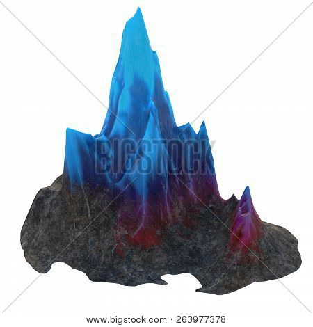 Ock With Blue Crystal On White Isolated Background. 3d Illustration