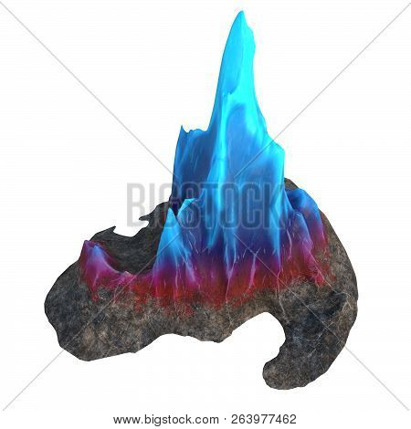 Ock With Blue Crystal On White Isolated Background. 3d Illustration
