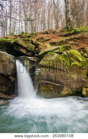 Waterfall Davir On The Turichka River In The Forest Near Lumshory Village Of Transcarpathia, Ukraine