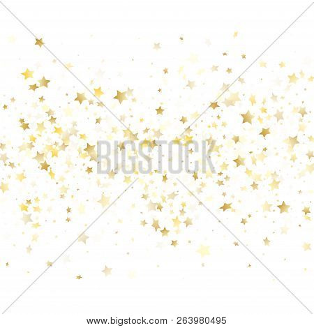 Flying Gold Star Sparkle Vector With White Background. Twinkle Gold Gradient Christmas Sparkles Glit