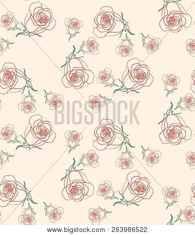 Seamless Pattern Pink Roses. Vector Illustration Eps 10.