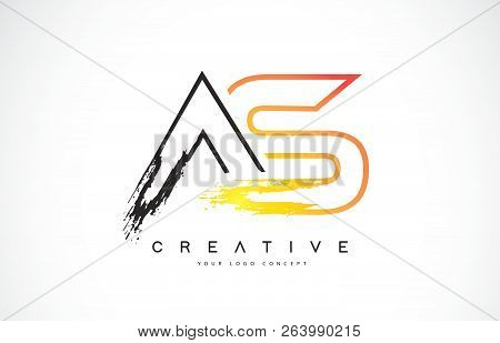 As Creative Modern Logo Design Vetor With Orange And Black Colors. Monogram Stroke Letter Design.