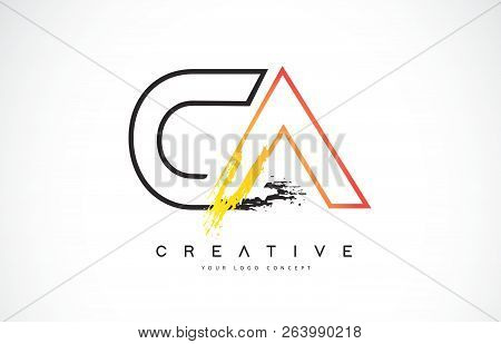 Ca Creative Modern Logo Design Vetor With Orange And Black Colors. Monogram Stroke Letter Design.