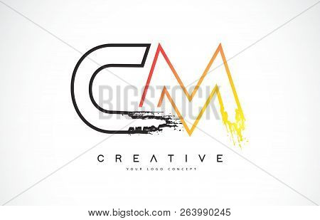 Cm Creative Modern Logo Design Vetor With Orange And Black Colors. Monogram Stroke Letter Design.