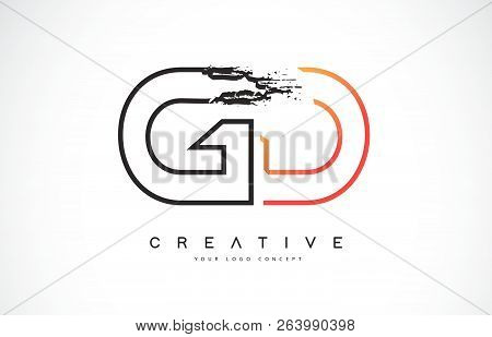 Gd Creative Modern Logo Design Vetor With Orange And Black Colors. Monogram Stroke Letter Design.