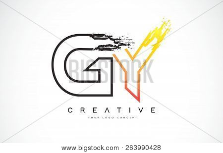 Gy Creative Modern Logo Design Vetor With Orange And Black Colors. Monogram Stroke Letter Design.
