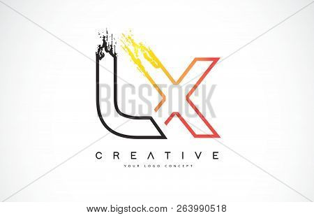 Lx L X  Creative Modern Logo Design Vetor With Orange And Black Colors. Monogram Stroke Letter Desig