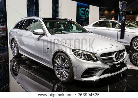 Paris - Oct 2, 2018: Mercedes Benz C-class Estate C300de Car Showcased At The Paris Motor Show.