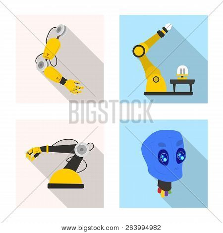 Vector Design Of Robot And Factory Symbol. Set Of Robot And Space Stock Vector Illustration.