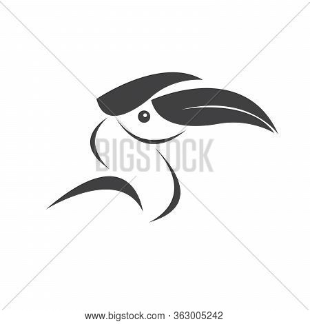 Vector Of Hornbill Black Design. Wild Animal. Bird. Easy Editable Layered Vector Illustration. On Wh