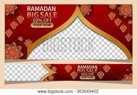Ramadan Kareem Web Banner For Sale Advertisement, Poster Beautiful Vector Template And Also Suitable