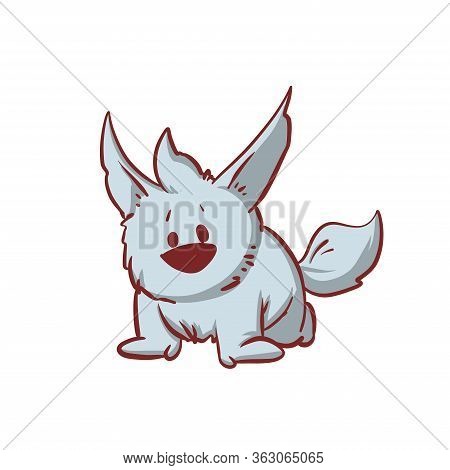Colorful Vector Illustration Of A Tiny Baby Werewolf, Stalking