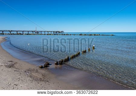 Pier On The Baltic Sea Coast In Wustrow, Germany.