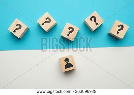 Online Consultation Concept With Icons On Wooden Blocks. Close Up.