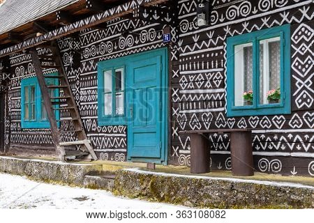 Painted folk house, UNESCO village Cicmany in Slovakia