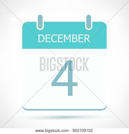 December 4 - Calendar Icon - Calendar Flat Design Template