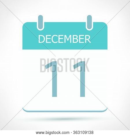 December 11 - Calendar Icon - Calendar Flat Design Template