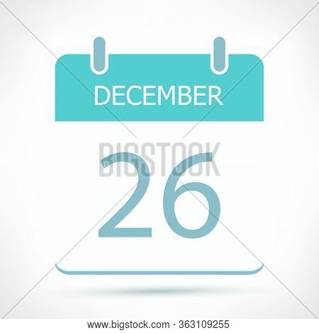 December 26 - Calendar Icon - Calendar Flat Design Template