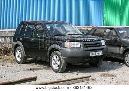 Yuryuzan, Russia - April 13, 2008: Black Suv Land Rover Freelander In The City Street.