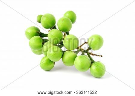 Fresh Green Eggplant Isolated On White Background. (turkey Berry,solanum Torvum) Pea Aubergine. Sola