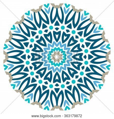 Mandala. Indian Antistress Medallion. Abstract Islamic Flower, Arabic Henna Design, Yoga Symbol.