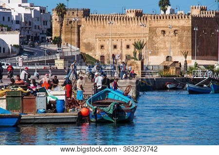 Rabat, Morocco - Oct 13, 2019: View Of The Harbour Of Rabat, Morocco Located In The River Bou Regreg
