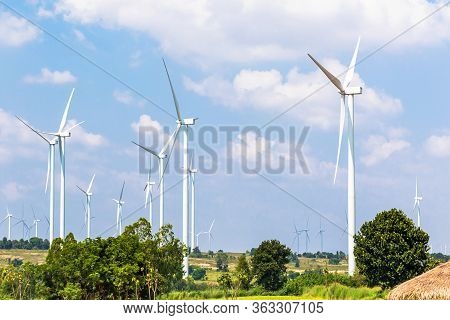 Wind Turbine  Generators Line The Hilltops