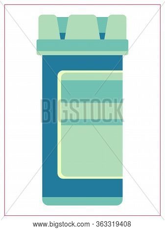 Vector Flat Illustration With A Plastic Jar For Tablets. Isolated Stock Illustration On White Backgr