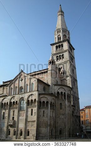 The Cathedral Of Modena With Ghirlandina Bell Tower. Italy