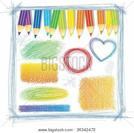 Çizimler ile renkli kalemler