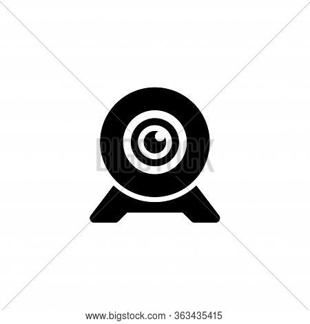 Computer Webcam, Digital Web Camera. Flat Vector Icon Illustration. Simple Black Symbol On White Bac