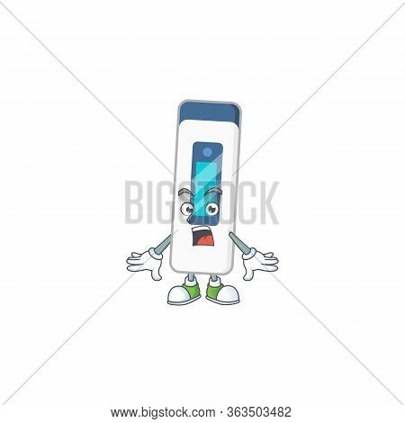 A Cartoon Design Of Digital Thermometer Showing An Amazed Gesture