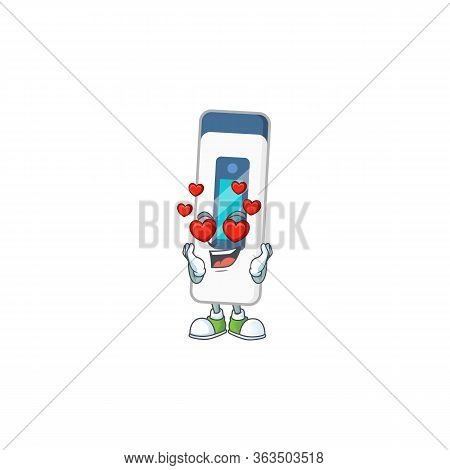 Charming Digital Thermometer Cartoon Character With A Falling In Love Face