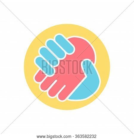 Handshake Friendship Partnership. Different Colored Hands. Symbol For Business, Friendship Or Social