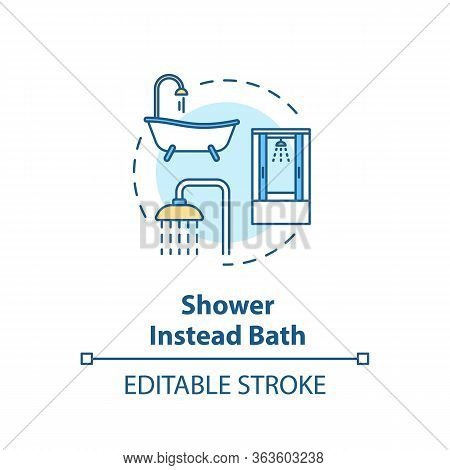 Shower Instead Bath Concept Icon. Efficient Water Consumption. Personal Hygiene. Resource Saving Ide