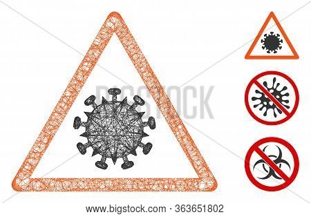Mesh Sars Virus Warning Polygonal Web Icon Vector Illustration. Carcass Model Is Created From Sars V