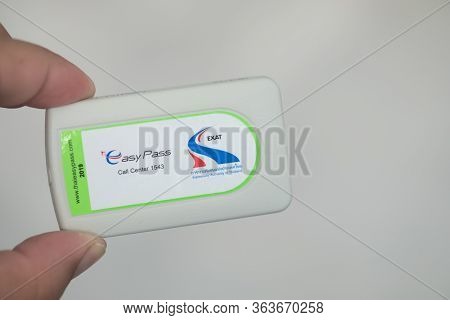 Samut Prakan, Thailand - May 22 2020 : Hand Holding Of New Card For Electronic Toll Collection (etc)