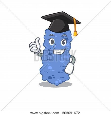 Happy Face Of Burkholderia Bacteria In Black Graduation Hat For The Ceremony