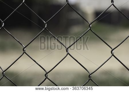 Blur Grey Steel Fence Background Beautiful Line With Iron Of Thorn Texture Metal Net No People And N