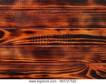 Burnt Pine Boards Painted Like Mahogany Close-up