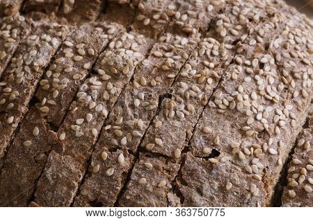 Freshly Baked Bread Seads On Natural Background