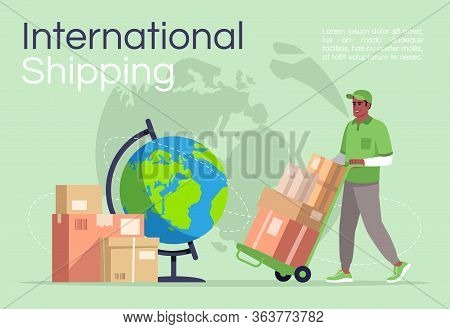 International Shipping Poster Template. Freight And Cargo Transportation. Commercial Flyer Design Wi